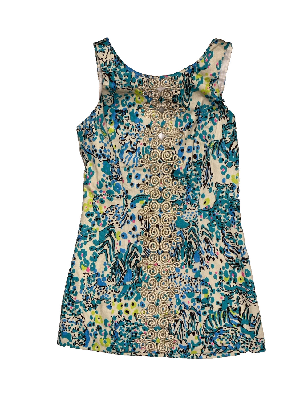 Lilly Pulitzer Ember Shift Dress Womens Sz 00 Blue Sea Oat Escapades Mini Tunic